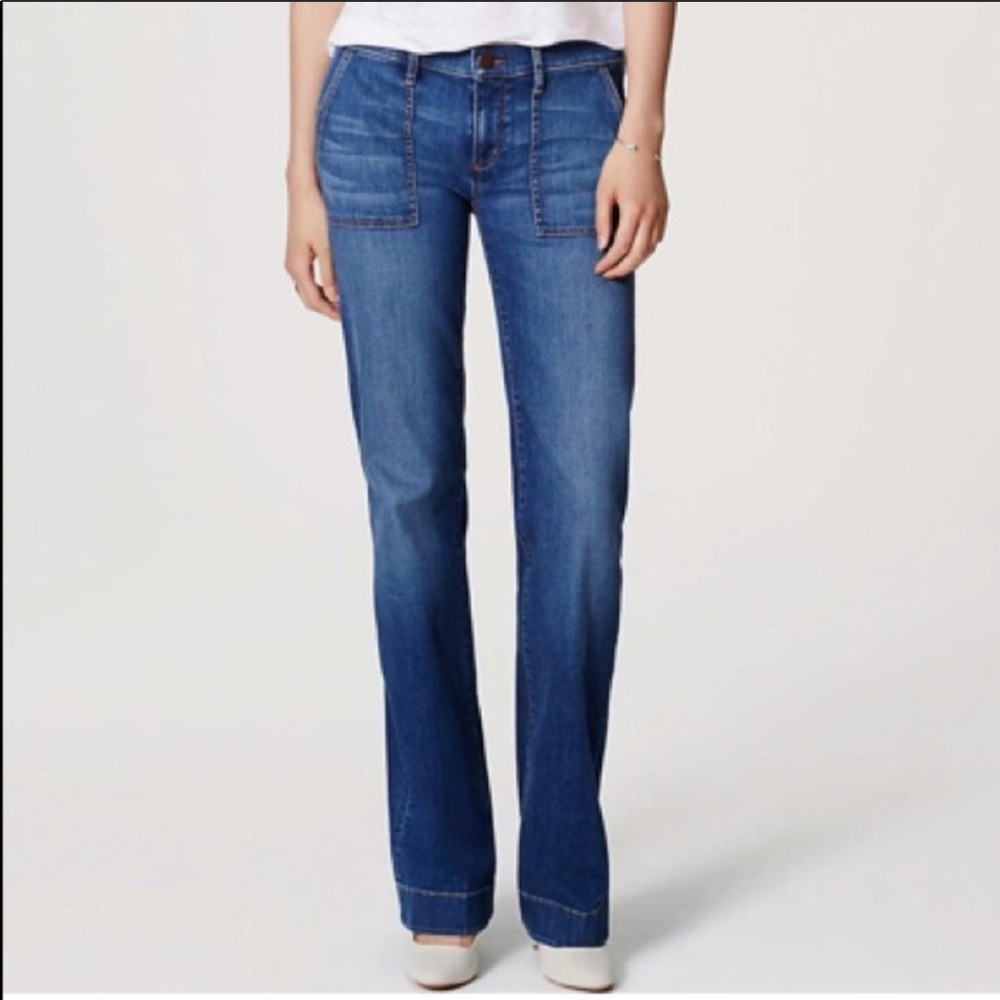 LOFT Wide Leg Trousers Jeans Cargo Pockets